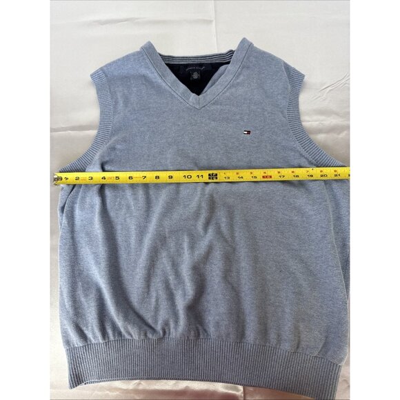 Tommy Hilfiger Mens Light Blue Sleeveless V-Neck Sweater Vest L Cotton Blend - Picture 10 of 11